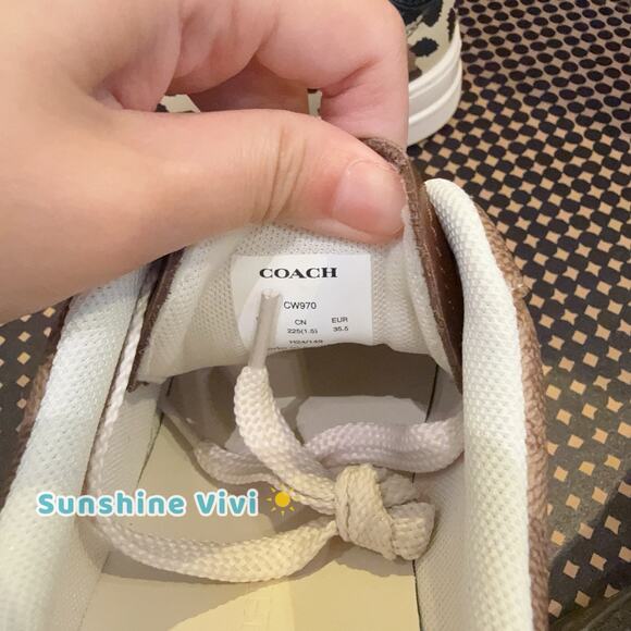 NEW COACH Women's High Line Sneaker In Signature Canvas CW970 Brown Khaki - Picture 5 of 9